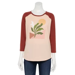 Women's Sonoma Goods For Life® Three Quarter Sleeve Baseball Graphic Tee 19 Women's Sonoma Goods For Life® Three Quarter Sleeve Baseball Graphic Tee -SONOMA Store 5242169 Peach Nature Scene
