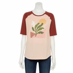 Women's Sonoma Goods For Life® Elbow Sleeve Baseball Graphic Tee 16 Women's Sonoma Goods For Life® Elbow Sleeve Baseball Graphic Tee -SONOMA Store 5242399 Peach Nature Scene