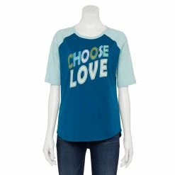 Women's Sonoma Goods For Life® Elbow Sleeve Baseball Graphic Tee 15 Women's Sonoma Goods For Life® Elbow Sleeve Baseball Graphic Tee -SONOMA Store 5242399 Teal Choose Love