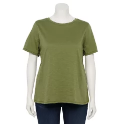 Plus Size Sonoma Goods For Life® Everyday Crewneck Tee -SONOMA Store 5259072 Light Olive