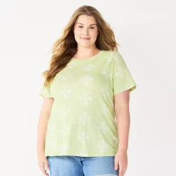 Plus Size Sonoma Goods For Life® Everyday Crewneck Tee -SONOMA Store 5259072 Lime Geo Flower
