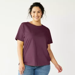 Plus Size Sonoma Goods For Life® Everyday Crewneck Tee -SONOMA Store 5259072 Plum