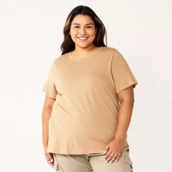 Plus Size Sonoma Goods For Life® Everyday Crewneck Tee -SONOMA Store 5259072 Tan