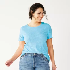 Plus Size Sonoma Goods For Life® Everyday Crewneck Tee -SONOMA Store 5259072 Texture Light Blue