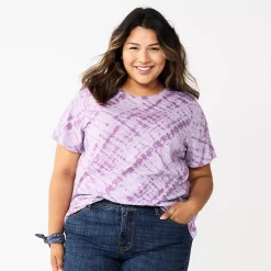 Plus Size Sonoma Goods For Life® Everyday Crewneck Tee -SONOMA Store 5259072 Violet Diagonal Dye