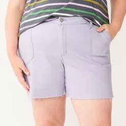Plus Size Sonoma Goods For Life® Premium High-Waist Denim Shorts -SONOMA Store 5261004 Lavender
