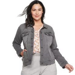 Plus Size Sonoma Goods For Life® Button Front Jean Jacket 9 Plus Size Sonoma Goods For Life® Button Front Jean Jacket -SONOMA Store 5269795 Gray Wash