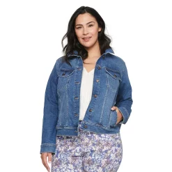 Plus Size Sonoma Goods For Life® Button Front Jean Jacket 10 Plus Size Sonoma Goods For Life® Button Front Jean Jacket -SONOMA Store 5269795 Medium Wash