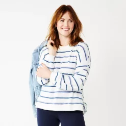Women's Sonoma Goods For Life® Side Tie Sweatshirt -SONOMA Store 5271671 Ivory Hope Stripe