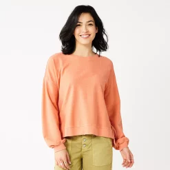 Women's Sonoma Goods For Life® Side Tie Sweatshirt -SONOMA Store 5271671 Oak Orange