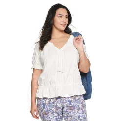 Plus Size Sonoma Goods For Life® Drop Waist Top -SONOMA Store 5272513 Polar Beige