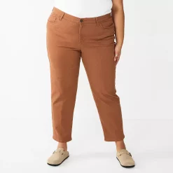 Plus Size Sonoma Goods For Life® Premium Rolled Girlfriend Jeans -SONOMA Store 5272706 Puebla Brown