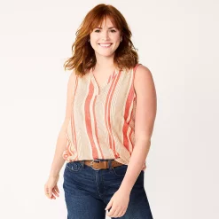 Women's Sonoma Goods For Life® V-Neck Tank 32 Women's Sonoma Goods For Life® V-Neck Tank -SONOMA Store 5297402 Red Mixed Stripe