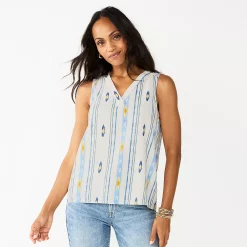Women's Sonoma Goods For Life® V-Neck Tank 42 Women's Sonoma Goods For Life® V-Neck Tank -SONOMA Store 5297402 White Blue Gold Stripe