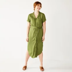 Petite Sonoma Goods For Life® Midi Shirtdress -SONOMA Store 5316708 Olive