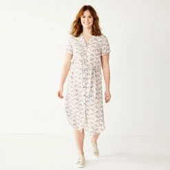 Petite Sonoma Goods For Life® Midi Shirtdress -SONOMA Store 5316708 Plum Quilt