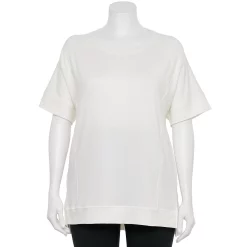 Plus Size Sonoma Goods For Life® Supersoft Short Sleeve Tunic -SONOMA Store 5341517 Polar Beige