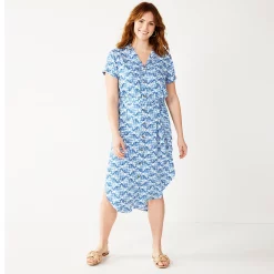 Women's Sonoma Goods For Life® Button Front Midi Shirt Dress -SONOMA Store 5345259 Indigo Quilt
