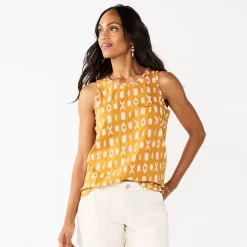 Women's Sonoma Goods For Life® High-Neck Tank 52 Women's Sonoma Goods For Life® High-Neck Tank -SONOMA Store 5467284 Gold Xo Print