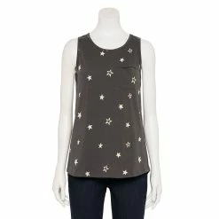 Women's Sonoma Goods For Life® High-Neck Tank 41 Women's Sonoma Goods For Life® High-Neck Tank -SONOMA Store 5467284 Grey White Stars