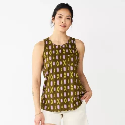 Women's Sonoma Goods For Life® High-Neck Tank 51 Women's Sonoma Goods For Life® High-Neck Tank -SONOMA Store 5467284 Olive Xo Print