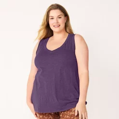 Plus Size Sonoma Goods For Life® V-Neck Swing Tank -SONOMA Store 5497118 Jolly Purple
