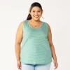 Plus Size Sonoma Goods For Life® V-Neck Swing Tank -SONOMA Store 5497118 Teal Stripe