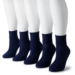 Women's Sonoma Goods For Life® 5-Pack Neutral Color Cuffed Crew Socks -SONOMA Store 5497543 Navy