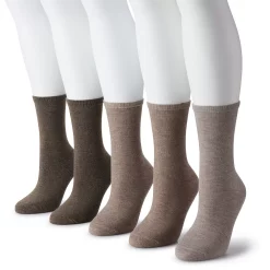 Women's Sonoma Goods For Life® 5 Pack Plain Knit Crew Socks -SONOMA Store 5497544 Brown Heather