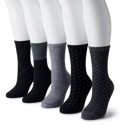 Women's Sonoma Goods For Life® 5-Pack Geo Crew Socks -SONOMA Store 5497546 Black Multi