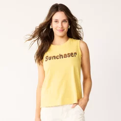 Women's Sonoma Goods For Life® Muscle Graphic Tank -SONOMA Store 5504455 Sunchaser Yellow