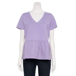 Women's Sonoma Goods For Life® Tiered V-Neck Top -SONOMA Store 5508144 Light Purple