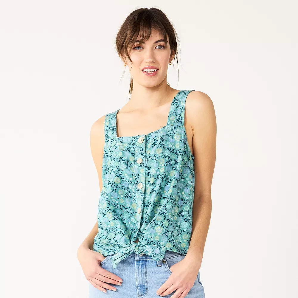 Women's Sonoma Goods For Life® Tie-Hem Squareneck Tank 4 Women's Sonoma Goods For Life® Tie-Hem Squareneck Tank - Image 2