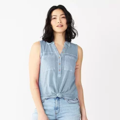 Women's Sonoma Goods For Life® Popover V-neck Utility Tank -SONOMA Store 5522895 Dusty Blue