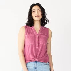 Women's Sonoma Goods For Life® Popover V-neck Utility Tank -SONOMA Store 5522895 Raspberry