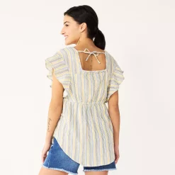 Maternity Sonoma Goods For Life® Squareneck Ruffle Top -SONOMA Store 5525569 ALT