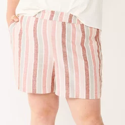 Plus Size Sonoma Goods For Life® Easy Pull-On Shorts -SONOMA Store 5526465 Mauve Multi Stripe