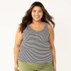 Plus Size Sonoma Goods For Life® Striped Henley Tank -SONOMA Store 5528667 Black White Stripe