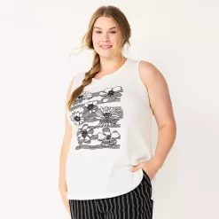 Plus Size Sonoma Goods For Life® Graphic Muscle Tank -SONOMA Store 5529302 Floral Stripe