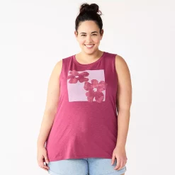 Plus Size Sonoma Goods For Life® Graphic Muscle Tank -SONOMA Store 5529302 Purple Floral
