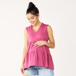 Maternity Sonoma Goods For Life® Tiered Ruffle Neck Top -SONOMA Store 5530140 Mauve