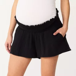 Maternity Sonoma Goods For Life® Smocked Shorts -SONOMA Store 5532352 Pitch Black