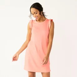 Women's Sonoma Goods For Life® Ruffle Sleeveless Knit Dress 11 Women's Sonoma Goods For Life® Ruffle Sleeveless Knit Dress -SONOMA Store 5535468 Coral