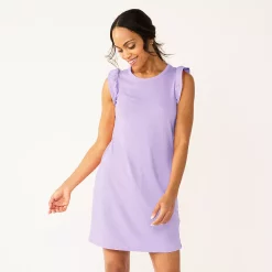 Women's Sonoma Goods For Life® Ruffle Sleeveless Knit Dress 12 Women's Sonoma Goods For Life® Ruffle Sleeveless Knit Dress -SONOMA Store 5535468 Purple