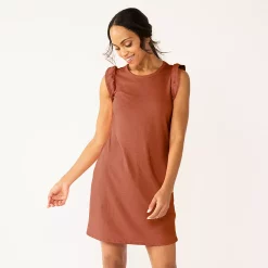 Women's Sonoma Goods For Life® Ruffle Sleeveless Knit Dress 14 Women's Sonoma Goods For Life® Ruffle Sleeveless Knit Dress -SONOMA Store 5535468 Rust Red
