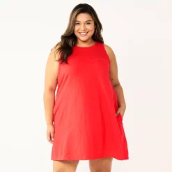 Plus Size Sonoma Goods For Life® Pocket Sleeveless Swing Dress -SONOMA Store 5546108 Red