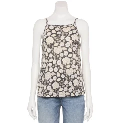 Women's Sonoma Goods For Life® Squareneck Camisole -SONOMA Store 5546411 Black White Blooms