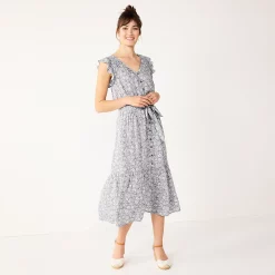 Women's Sonoma Goods For Life® Ruffle Midi Dress 15 Women's Sonoma Goods For Life® Ruffle Midi Dress -SONOMA Store 5547162 Purple Floral