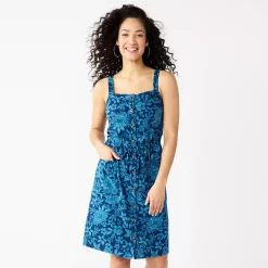 Women's Sonoma Goods For Life® Print Button-Front Tank Dress -SONOMA Store 5547163 Blue Floral