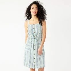 Women's Sonoma Goods For Life® Print Button-Front Tank Dress -SONOMA Store 5547163 Blue Stripe